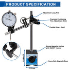 Rpeconu Dial Indicator with Magnetic Base, 0-1"×0.001" Precision Dial Test Indicator Set, Adjustable Long Arm Magnetic Dial Indicator Base Holder for Workshop, Lab & Mold Making