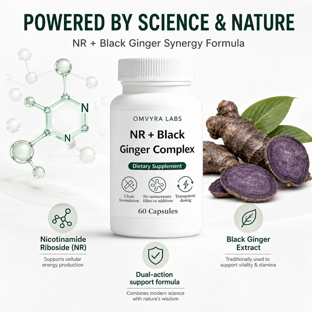 Omvyra Labs NR + Black Ginger Complex, 60 Capsules