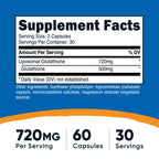 Nutricost Liposomal Glutathione Supplement 60 Capsules, 720 mg Per Serving - Vegan, GMO-Free, 30 Servings