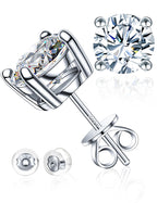 Mossanite stud earrings GRA 925 sterling silver(5mmSilver)