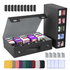 UAONO Trading Card Storage Box with Commander Display, 5 Row Magic Card Box with Handle & Aluminum Alloy Locking for 3900+ Unsleeved Cards Suits for MTG PTCG TCG Sports Cards (Black Gray)