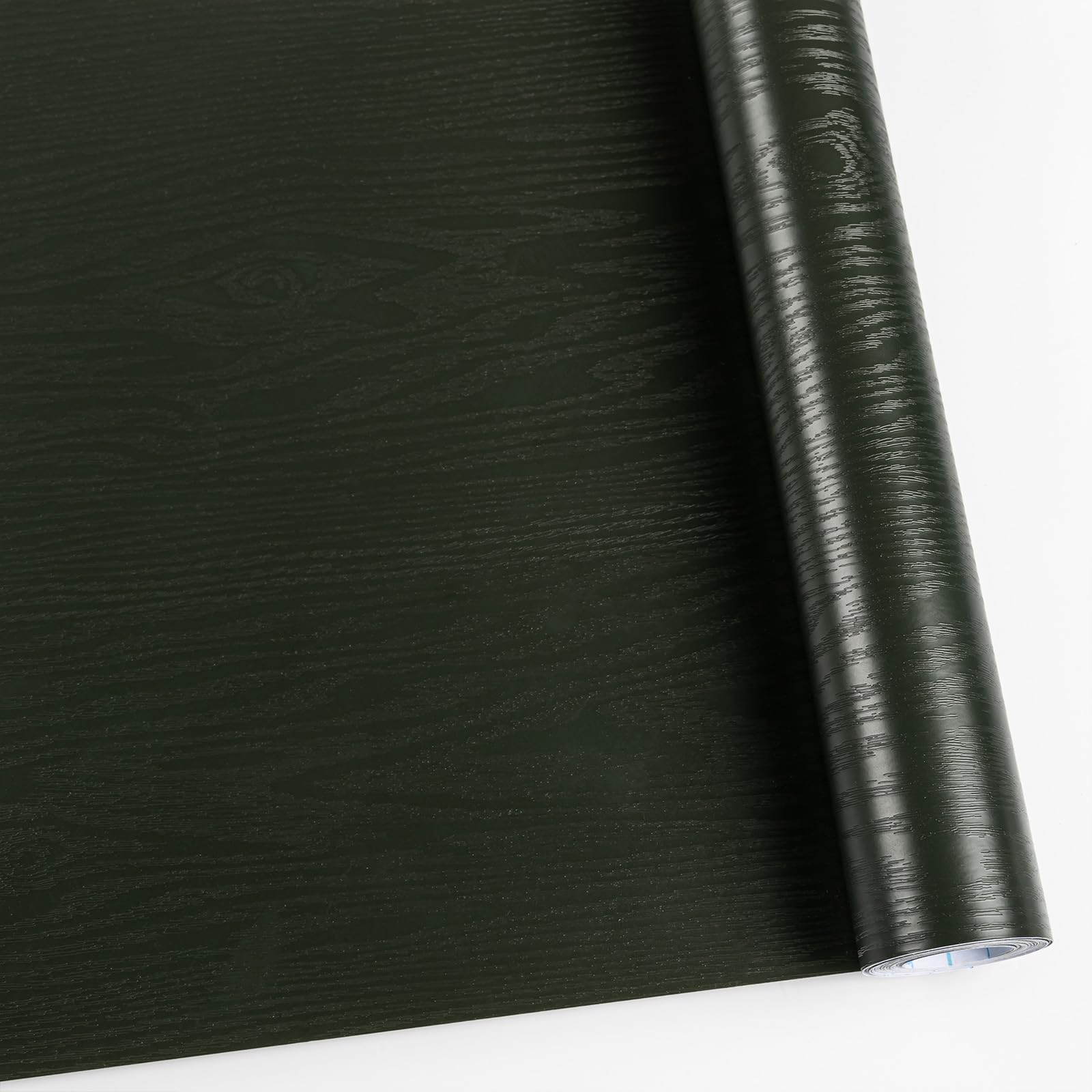 Wood Contact Paper Dark Green Peel and Stick Wallpaper,Thicken No Tear Vinyl Wrap Sticker, Self Adhesive Waterproof Faux Wood Grain Wallpaper Cover Cabinets Desk Furniture Decoration11.8 in X 197 in