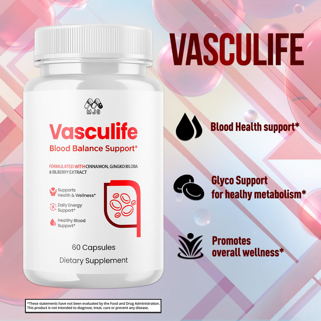 Vasculife Capsules, Official Vascu Life Blood Pills with All Natural Ingredients, Advanced Formula Blood Health Support with Maximum Strength Premium Quality Vitamins for Women and Men (60 Capsules)