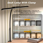 LED Desk Lamp for Office Home, Stepless Dimming Architect Desk Light with DC Adapter, Eye-Caring Desk Lamp with Clamp, 25 Lighting Modes Adjustable 14.8in Flexible Gooseneck for Workbench, Drafting