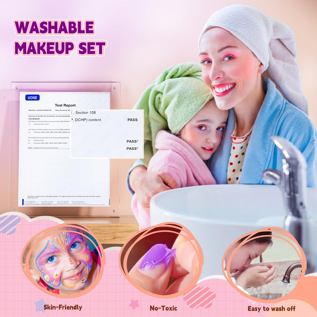Beayuck Kids Makeup Kit for Girls - Girls Makeup Kit Toys, Real Washable Cosmetic Set with Storage Case, Kids Play Makeup Set for Christmas Birthday Gift 3 4 5 6 8 10 11 12+ Years Old, Purple
