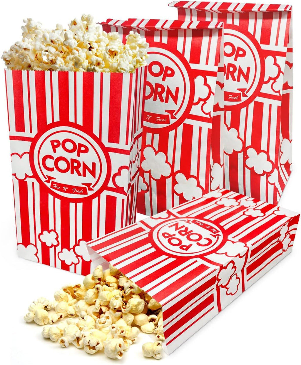 YESMONA Flat Bottom Popcorn Bags, 2 oz Paper Popcorn Bags for Family Movie Night Baseball Themed Carnival Christmas Birthday Party (200Pcs)