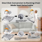 Boyro Baby Baby Walker, 5-in-1 Baby Walkers for Boys and Girls 6-12 Months with Bouncer, Removable Footrest, Feeding Tray & Music, Foldable & Adjustable Activity Walker for 6-18 Months Toddler Infant