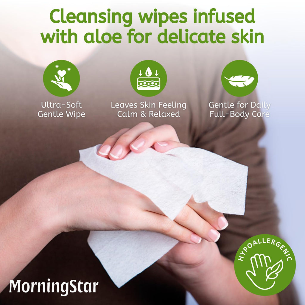 Adult Wipes for Elderly - 240 Wipes 4 Packs Thick Extra Large Disposable Washcloths for Adult Bathing & Shower Alternative No-Rinse - Lightly Scented XXL
