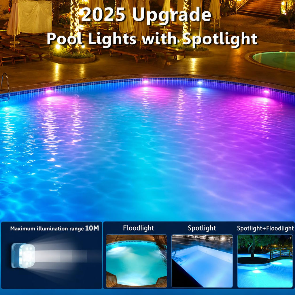 HL Pool Lights,Rechargeable Submersible LED Lights with Remote ...