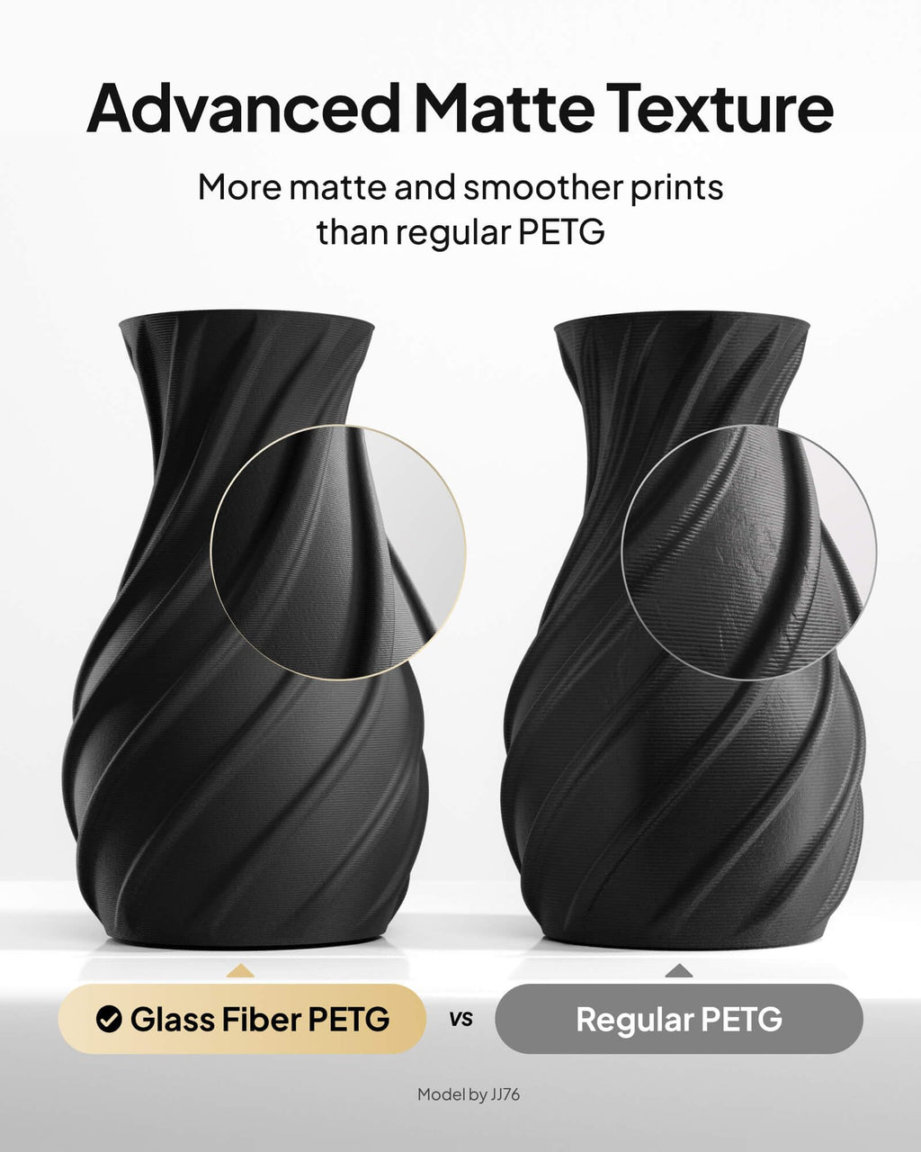 ELEGOO Glass Fiber PETG Filament 1.75mm White 1KG, PETG-GF 3D Printing Filament High Stiffness, Electrical Insulation and Weather Resistant 1KG(2.2lbs) Spool Fits for Most FDM 3D Printers