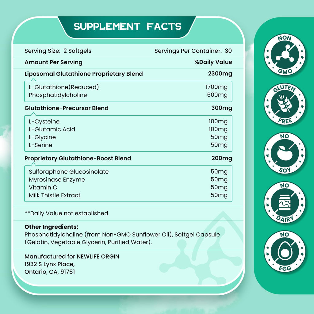inGreens 2800 MG Liposomal Glutathione Supplement, Detoxifying & Immune, Aging Defense, Energy, Glutathione Unique Formulation Reduced