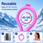 Cooling Neck Wrap with Insulated Bag, Reusable Ice Neck Ring & Body Cooler for Summer Heat, Wearable Cooling Tube Maintains 18°C/64°F for Outdoor, Sports, Travel (Rose*2)