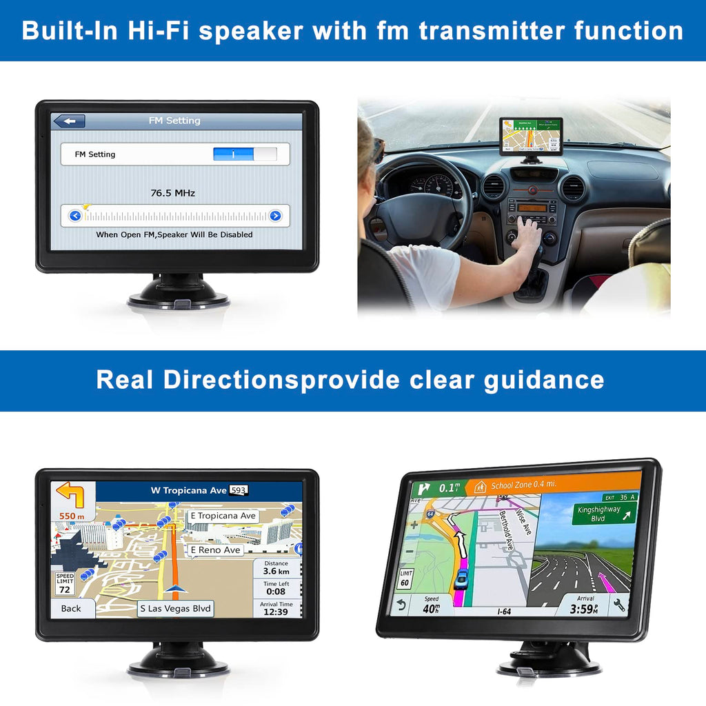 GPS Navigation for Car, 2025 Map 7 inch Touch Screen Car GPS 256-16GB, Voice Turn Direction Guidance, Support Speed and Red Light Warning, Pre-Installed North America Lifetime map Free Update