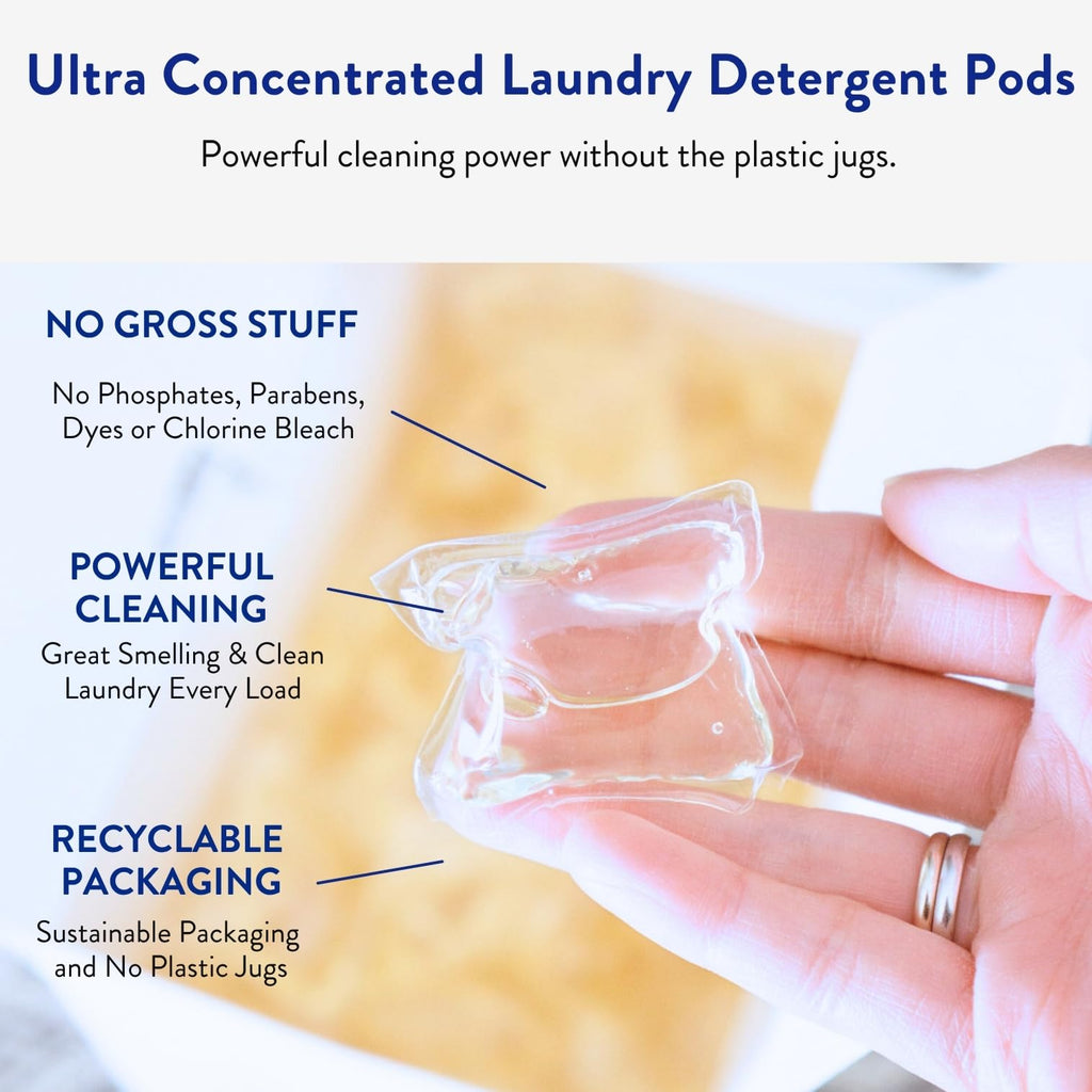 Clean People Laundry Washing Capsules - Recyclable Packaging, Hypoallergenic, Stain Fighting - Ultra Concentrated, Laundry Soap - Fresh Scent, 32 Pack