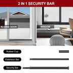 AceMining Sliding Door Security Bar,Heavy Duty Sliding Patio Door Lock Bar, 20-50inch Adjustable Multi-use Window Security Bars, Sliding Door Stopper,Black,1Pack