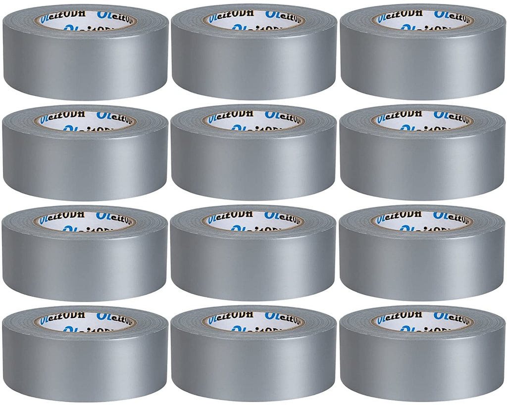 Oleitodh Silver Heavy Duty Duct Tape Bulk 12 Pack -2 inch 60 Yards Each,Strong No Residue, All-Weather, Tear by Hand, Waterproof Gray Tape for Indoor Outdoor Use,Multi Purpose Home Repair