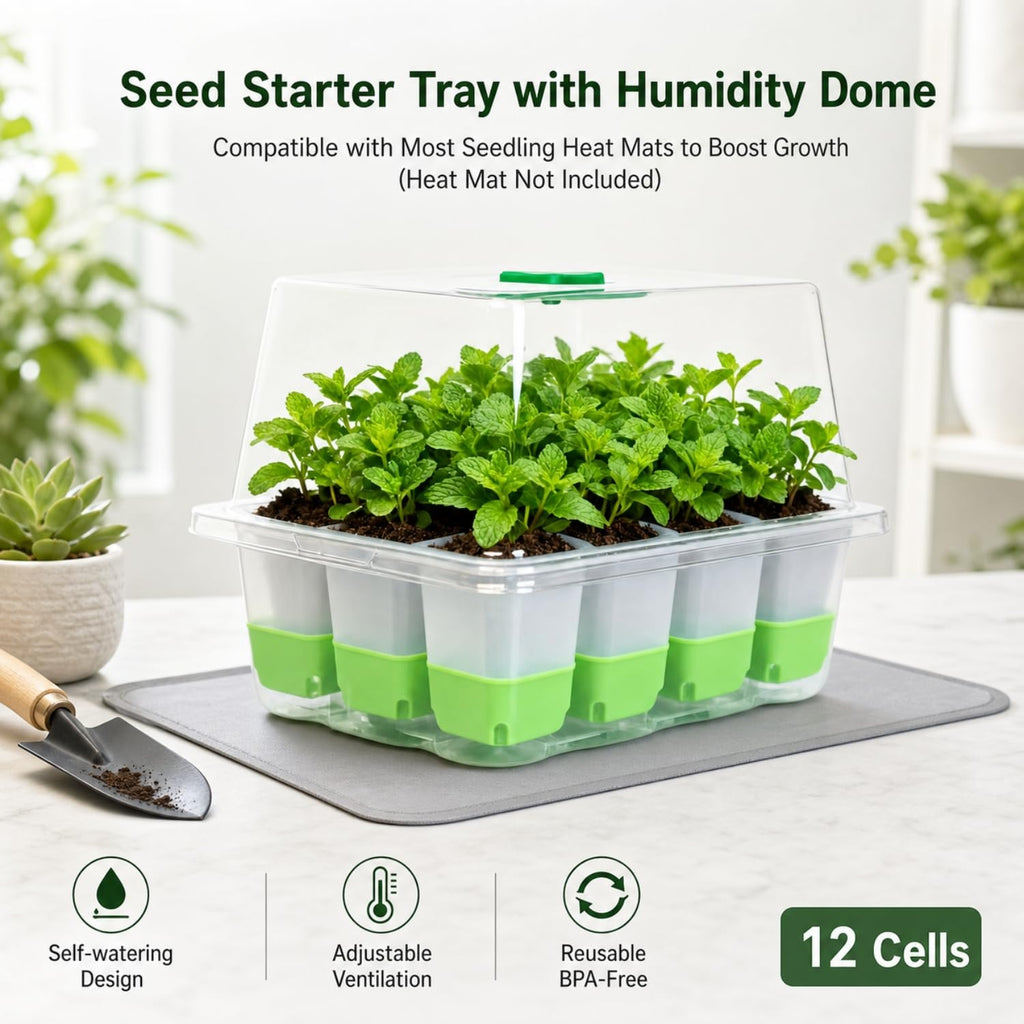ZSYWODFO 5 Pack 60-Cell Silicone Seed Starter Trays with Humidity Dome
