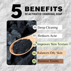 One With Nature Activated Charcoal Soap 4oz 3-Pack – Detoxifying and Exfoliating Charcoal Soap Bar with Dead Sea Salt for Face & Body, for Men & Women