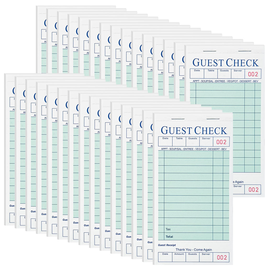 XKDOUS 30 Pack Server Books, Server Note Pads, Guest Check Books for Servers, Waitress Notepads for Restaurants, 1500 Orders Total