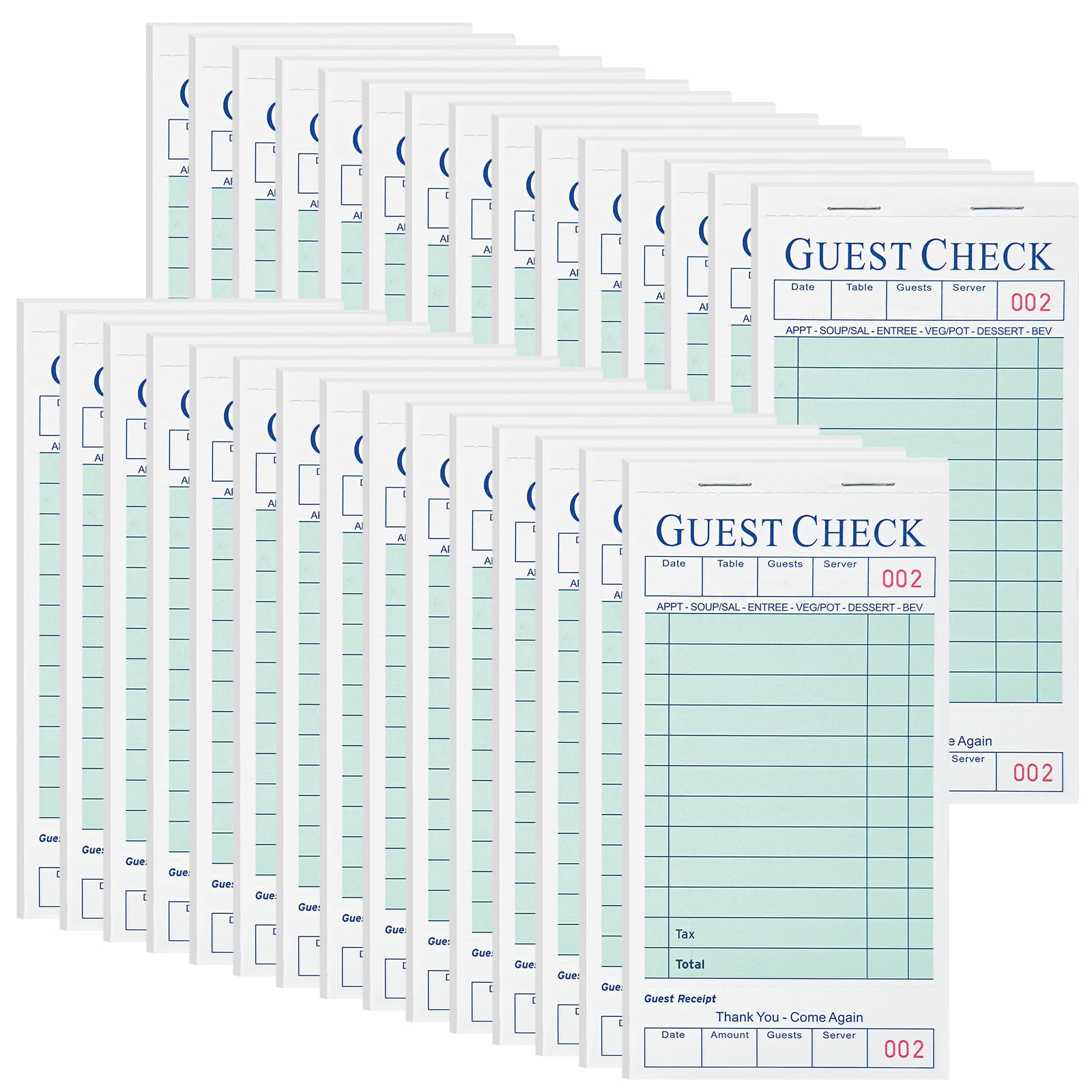 XKDOUS 30 Pack Server Books, Server Note Pads, Guest Check Books for Servers, Waitress Notepads for Restaurants, 1500 Orders Total