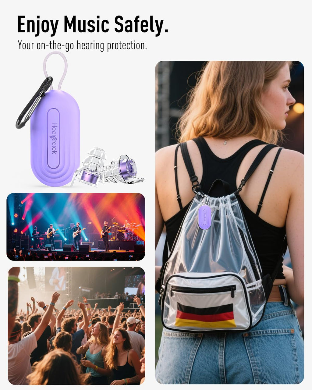 Hearprotek Concert Ear Plugs, 2Pairs Reusable high Fidelity Musician Ear Plugs for Concerts Loud Music-Noise Reduction Ear Protection earplugs for Rave,Festival,Music,Tinnitus Relief