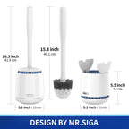 MR.SIGA Toilet Bowl Brush and Holder, Sturdy Long Handle, White, 1 Pack