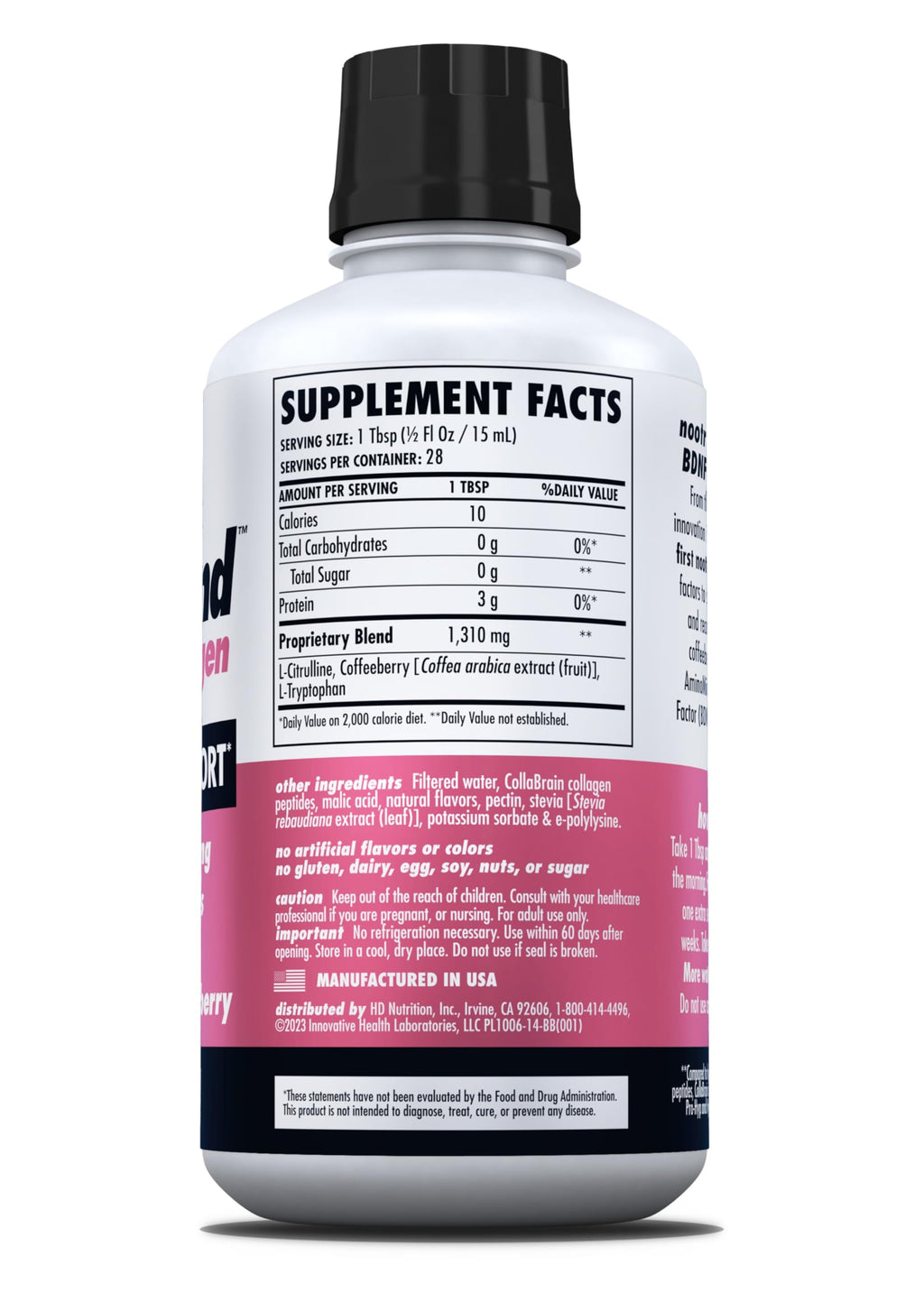 HEALTH DIRECT - AminoMind - Nootropic Collagen Supplement for Brain Health and BDNF - Pro-Hyp & Hyp-Gly Dipeptides, Coffeeberry Antioxidants - BlackBerry - 14 Fl Oz (28 Servings)