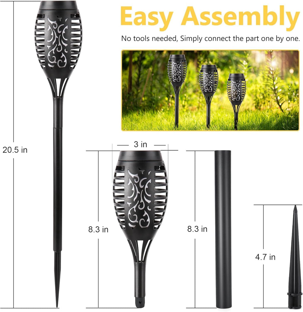 Toodour Solar Torch Flame Lights, 6 Pack Solar Lights Outdoor with Flickering Flame, Waterproof Solar Pathway Light Landscape Decoration Lighting for Garden, Lawn, Yard, Outdoor Decor - Blue