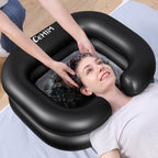 Cehim Inflatable Shampoo Basin - Portable Shampoo Bowl, Hair Washing Basin for Bedridden, Disabled,Injured, Hair Wash Tub for Dreadlocks and at Home Sink Washing (Black, 15in Inner)