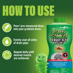 Green Gobbler Fruit Fly Killer+ - Kills Fruit Flies, Drain Flies & Sewer Flies, Gel Treatment for Use in Sinks & Pipes - Safe for Septic Systems, 32oz - Up to 8 USES (2 Pack)