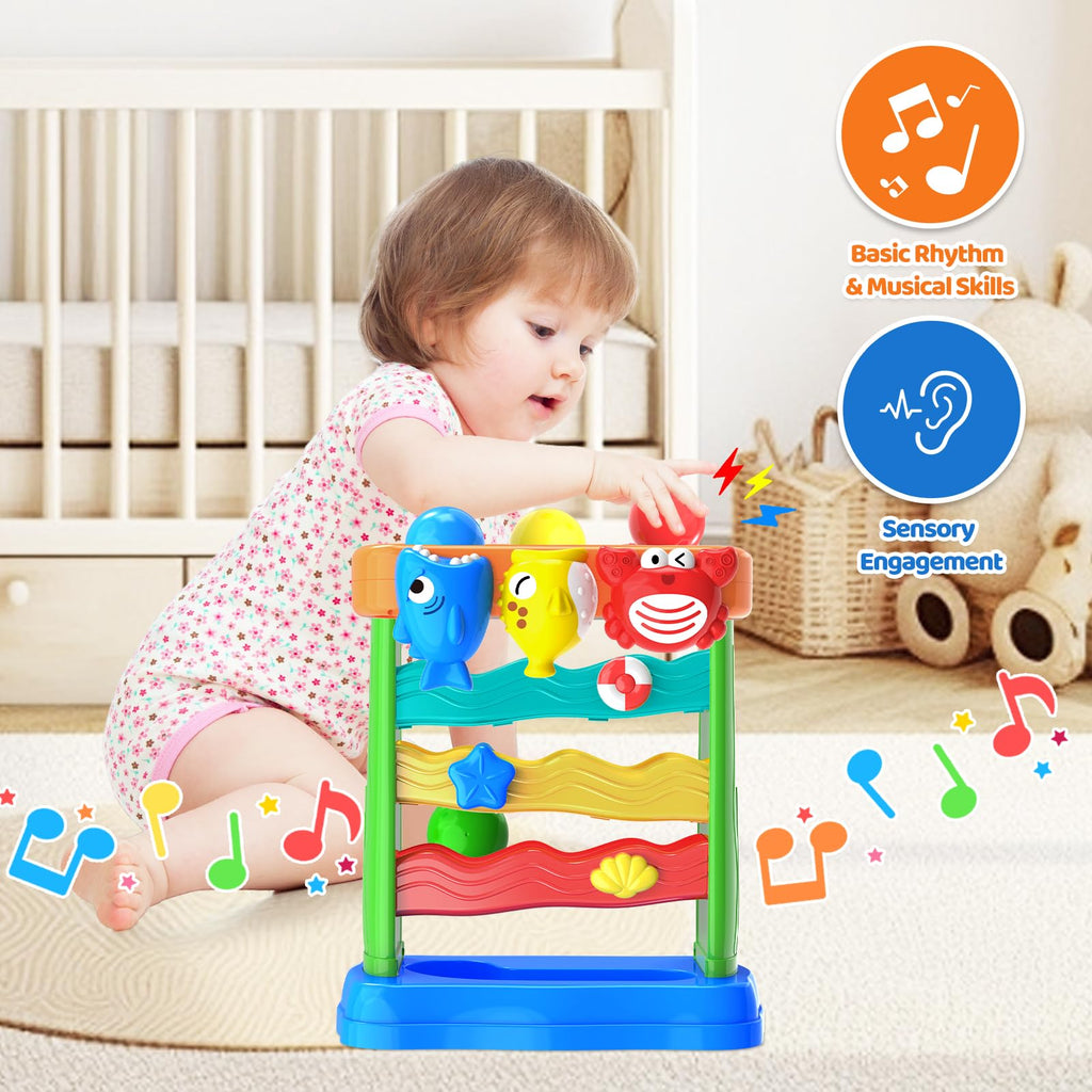 Toys for 1 2 3 Years Old, Interactive Feeding Toy with Music, Montessori Toys for Boy Girl, Musical Cause and Effect Game for 12+ Months, Christmas Birthday Gifts for Baby Toddlers Age 1-3