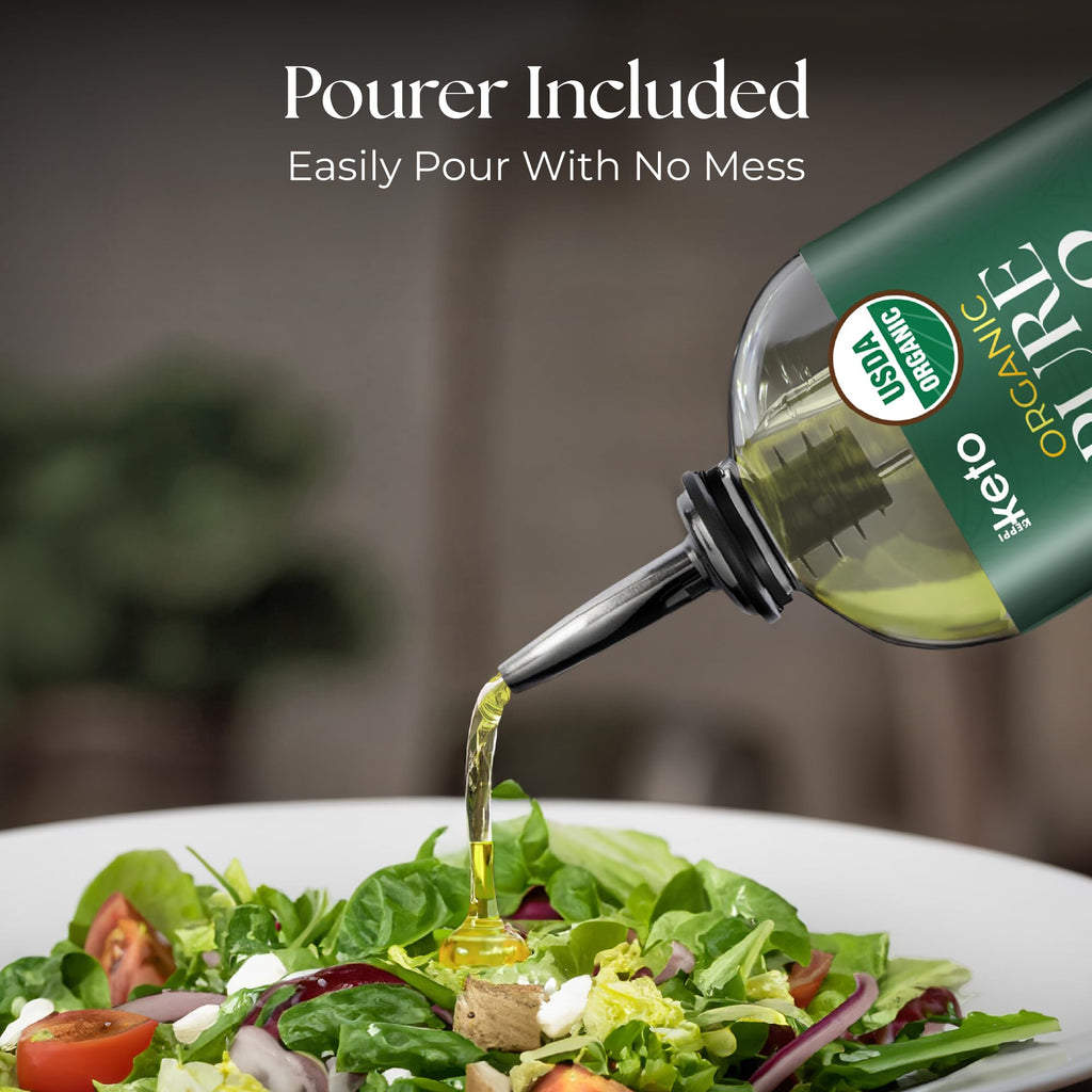 Keppi Organic MCT Oil - Flavorless C8, Non-GMO, Certified Organic, Gluten-Free, Palm Oil Free, Vegan, Kosher, Halal, 16 oz Coconut Oil
