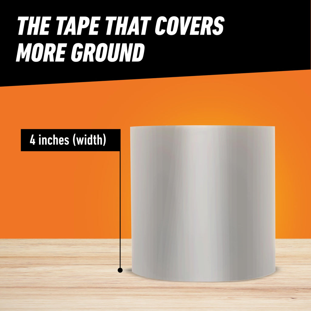Gorilla Waterproof Patch & Seal Tape, Clear Tape, 4" x 8' (Pack of 1) - Permanent Weather Resistant Seal for Leaks and Repairs
