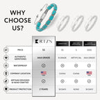 RTZN® Mens Turquoise Bracelet – Premium Handcrafted Western Turquoise Bracelets for Men And Women – 8MM Flat Bead Adjustable Turquoise Beaded Bracelet (Havana)