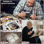 Coteck 15X Magnifying Glass with Light and Stand, Real Glass Lens, Rechargeable Foldable Handheld Magnifier, 3 Color Modes Dimmable Lighted Page Magnifier for Reading Fine Prints, Low Vision Seniors
