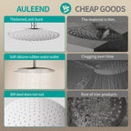 AULEEND All Metal Rain Shower Head - Heavy Duty Stainless Steel, Easy Install, High Water Flow, Ultra-Thin Modern Design for Bathroom (Chrome, 10)