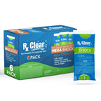 Rx Clear Mega Shock | 73% Calcium Hypochlorite | Kills Algae in Swimming Pools | Works As Pool Sanitizer Clarifier and Algicide | One Pound Bags | 6 Pack