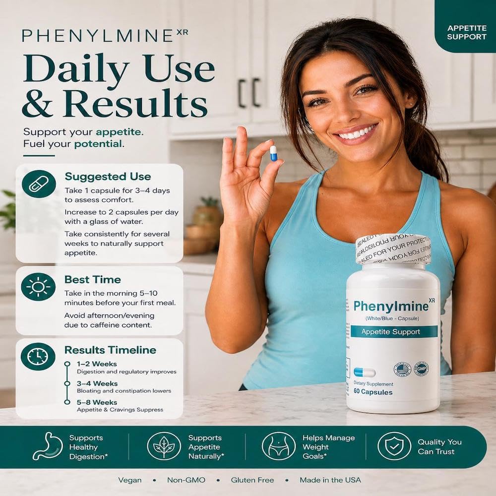 Performacal Phenylmine XR Weight Management - Energy, Appetite & Metabolic Support Formula for Men & Women - 60 Capsules (1)