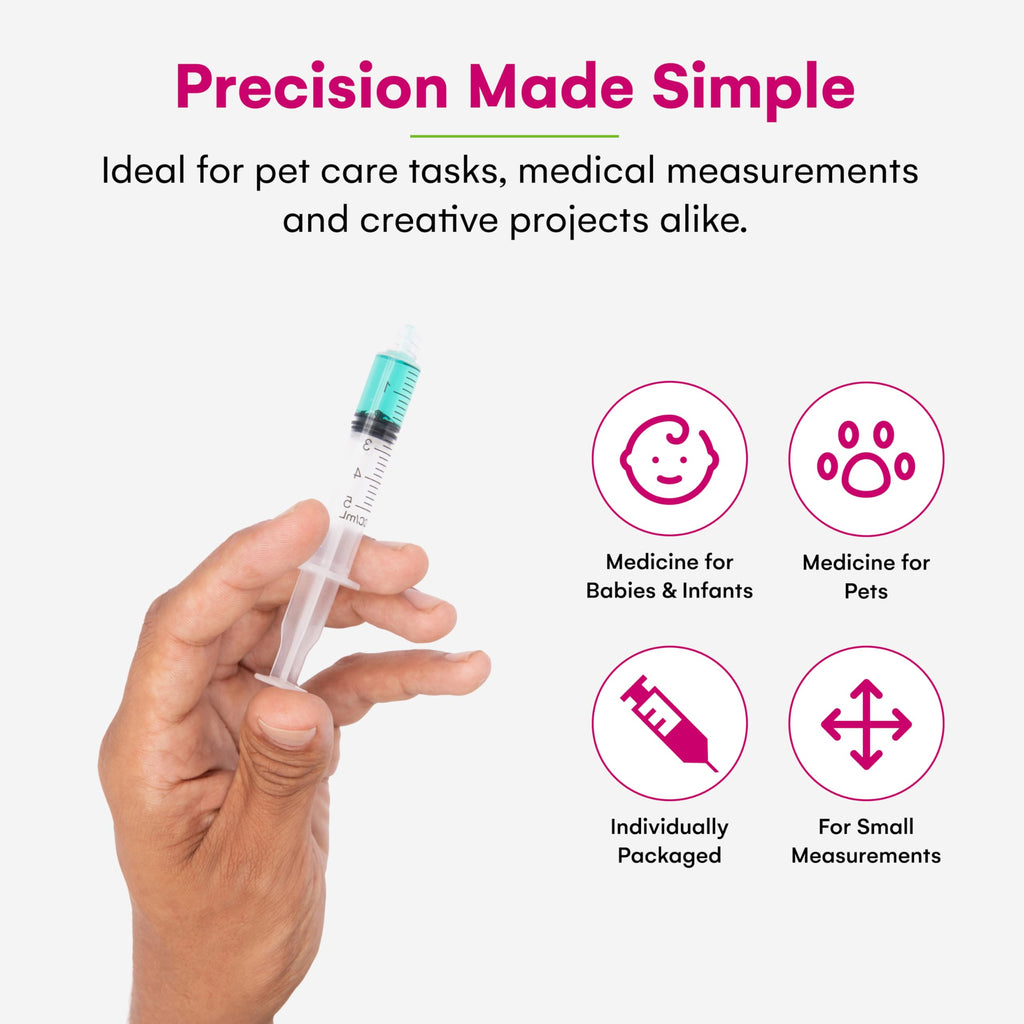 Care Touch CTSLL5 Luer Lock Tip Syringe, 5 mL, 100 Disposable Syringes Without Needles