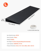 VEVOR 1.6" Rise Cuttable Threshold Ramp for Doorways, 35.4" Wide Natural Rubber Wheelchair Ramp, Non-Slip Solid Rubber Ramp with Double-Sided Tape for Doorways,Driveways,Bathroom,Smooth Tile