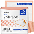 McKesson Underpads Disposable Bed Pads 30" x 36" [40 Count], Heavy Absorbency, Ultra Incontinence Chux Pads for Adults, Elderly, and Baby, Pee Pads
