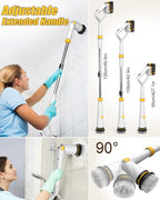 Qimedo Electric Spin Scrubber with Two Batteries Q2 Pro,1500 RPM High Power Electric Scrubber for Cleaning,Shower Cordless Cleaning Brush with Display for Tub/Tile/Floor (Effortless Handle/8 Brushes)