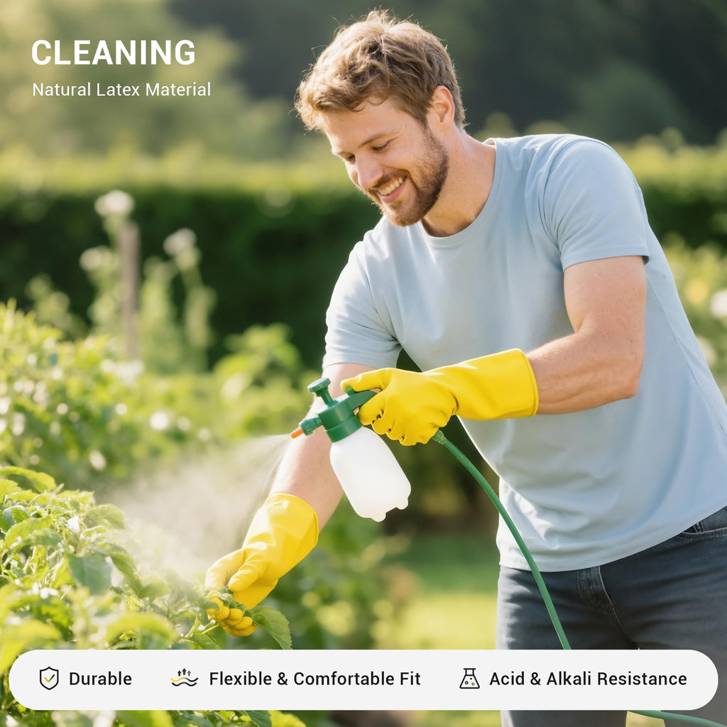 MNOPQ 6 Pairs Rubber Cleaning Gloves,Reusable Dishwashing Gloves,Household Dish Gloves for Washing,Cleaning,Kitchen,Painting, Gardening, Pet Care,Extra Thickness,Non-Slip,13", 20 Mil, Heavy Duty,L