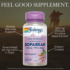 SOLARAY Dopabean 333mg - Mucuna Pruriens L-Dopa - Wellness Support Supplement - Velvet Beans Seed Extract with 15% L Dopa Plus Alpha Galactosidase - Enteric Coated, 60-Day Guarantee - 60 Servings
