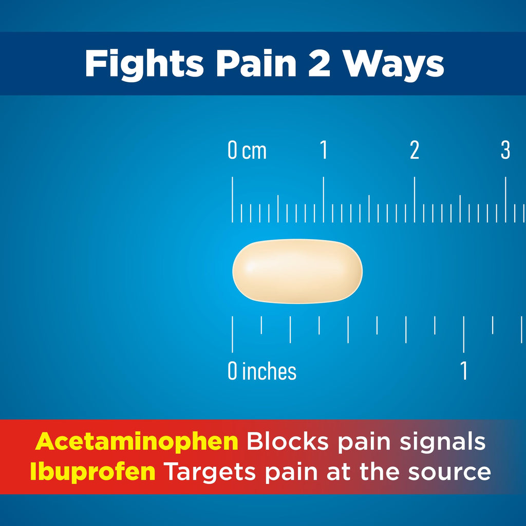 Amazon Basic Care Dual Action Acetaminophen 250 mg and Ibuprofen (NSAID) 125 mg Tablets, Pain Reliever for Headache, Backache, Menstrual Cramp, Arthritis Pain Relief, 216 Count (Pack of 2)