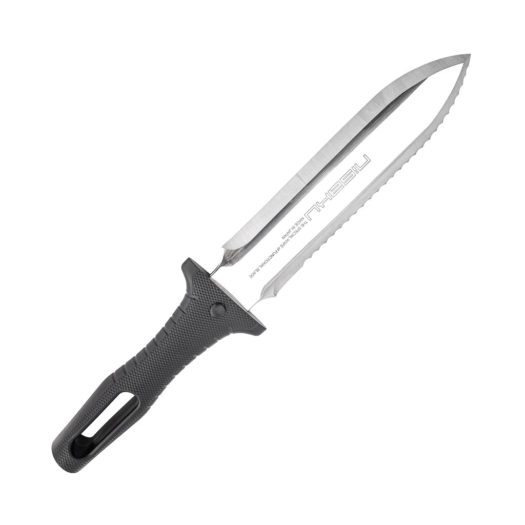 Nisaku NJP800 Yamagatana Hori Weeding & Digging Knife, Japanese Stainless Steel 7.25-Inch Blade, 5.5-Inch Ergonomic Black Plastic Handle