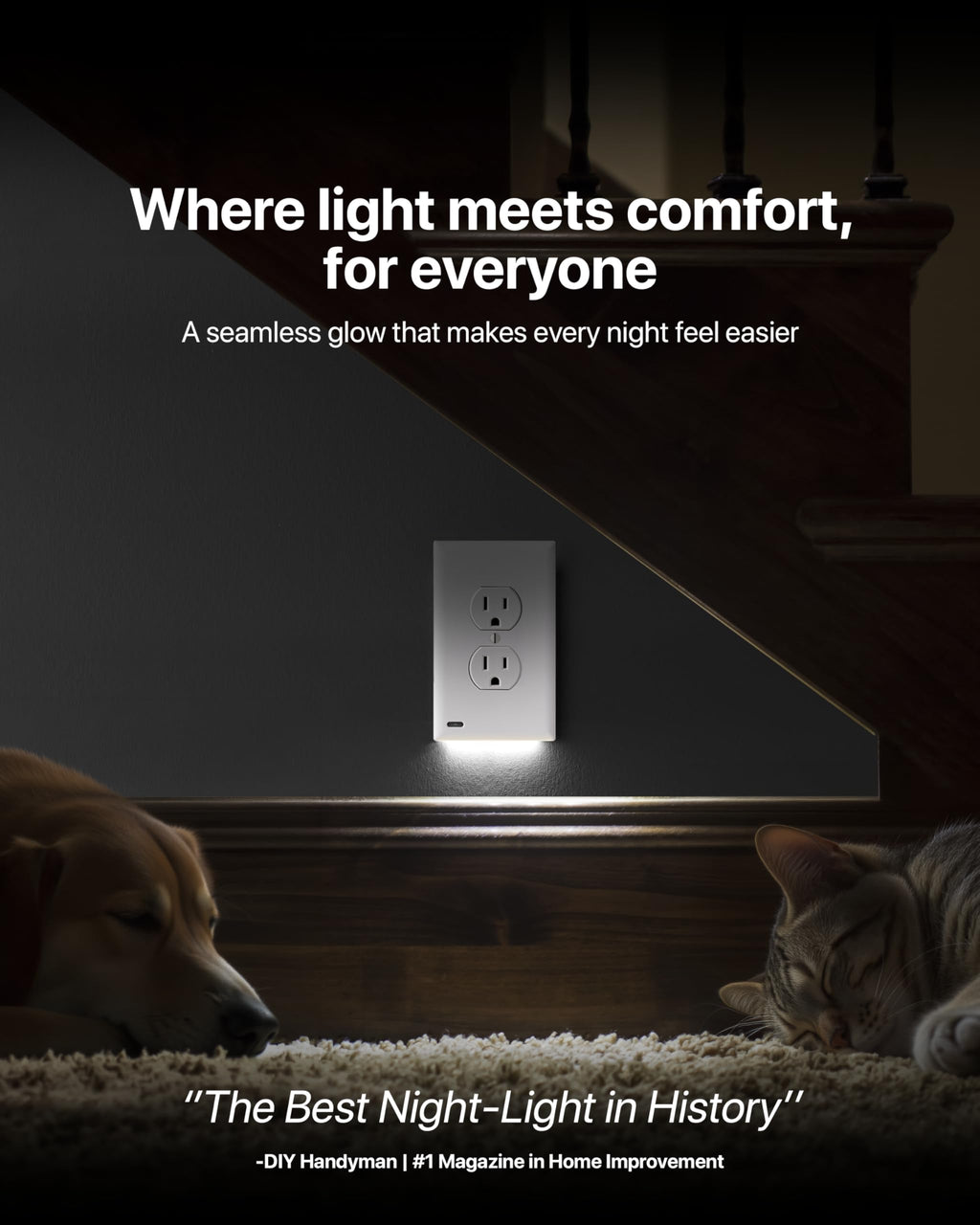 Single - SnapPower GuideLight [For Duplex Outlets] - Replaces Plug-In Night Light - Electrical Receptacle Wall Plate With LED Night Lights - Auto On/Off Sensor - (Duplex, White)