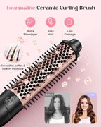 Lopeie 5 in 1 Curling Iron with Thermal Brush and 4 Interchangeable Ceramic Barrels(1/2 to 1 1/2 inch), Curling Wand Set with Flat Iron, Fast Heating, Dual Voltage Hair Curler, Gifts for Women