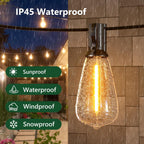 LaPitio 100FT Remote Outdoor String Lights for Outside, 50+2 LED Waterproof Shatterproof Edison Dimmable Timer Bulbs, 2500K Warm White Patio Lights for Garden Backyard Yard Hanging Lighting
