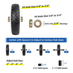 GICOOL 4.80/4.00-8" Wheelbarrow Tire, 16" Flat-Free Solid Tire and Wheel, 3-6" Centered Hub, 5/8" & 3/4" Bearing, For Garden Wagon Cart Trolley Dolly (1 Pack)